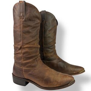 Durango Western Cowboy Boots Crumpled Distressed Soft Brown Leather Men’s 11 D